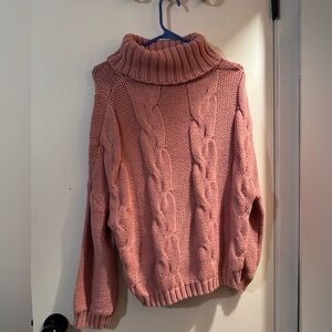 Pink, Warm, Turtleneck Sweater